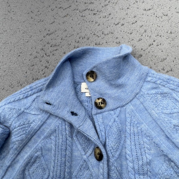 Vineyard Vines Sweater Coat Womens Small Blue Cashmere Cable Knit Long Cardigan - Picture 10 of 16